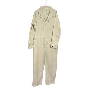 Rosevelvet Coveralls Jumpsuit Womens 2X Beige Chino‎ Carpenter Long Sleeve NWT